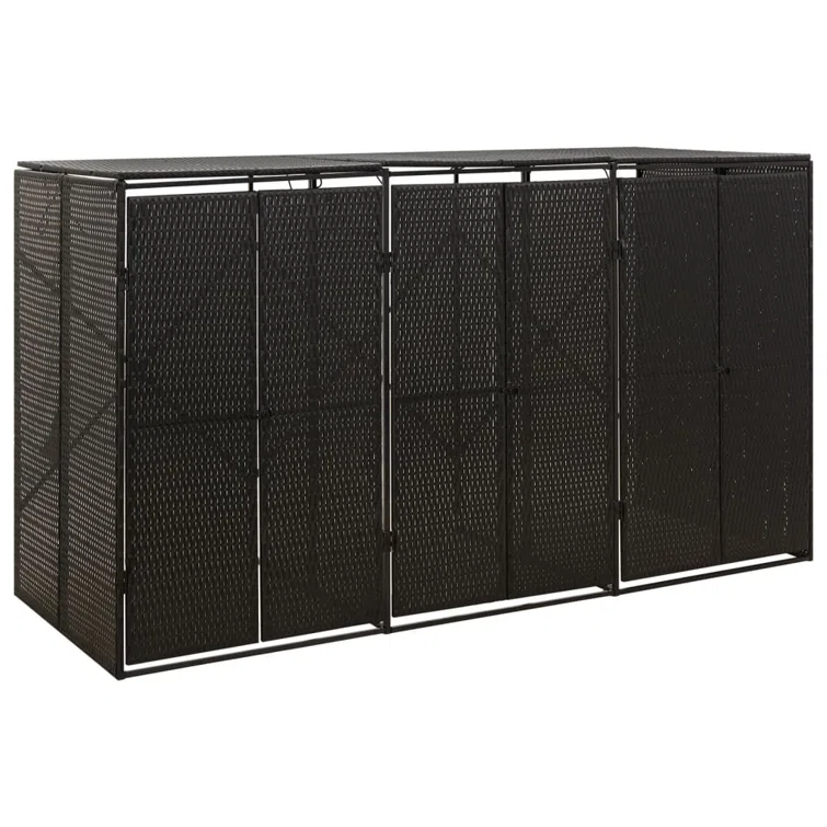 vidaXL Bin Store Outdoor Trash Can Storage Triple Wheelie Bin Shed Poly Rattan