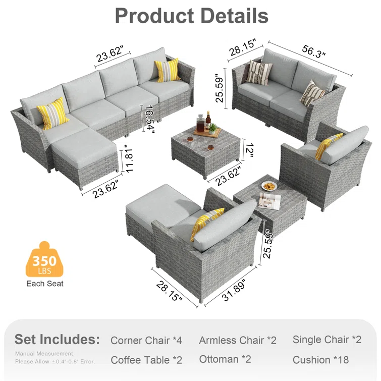 Paulsen 8 - Person Outdoor Seating Group with Cushions