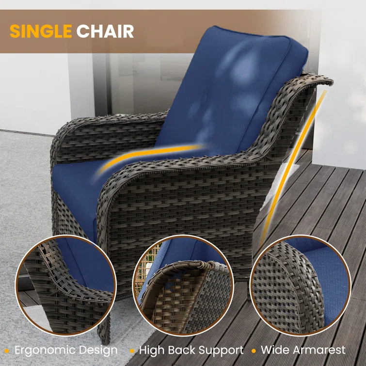 Harminnie 5 - Person Oversized Wicker Outdoor Seating Group with Cushions