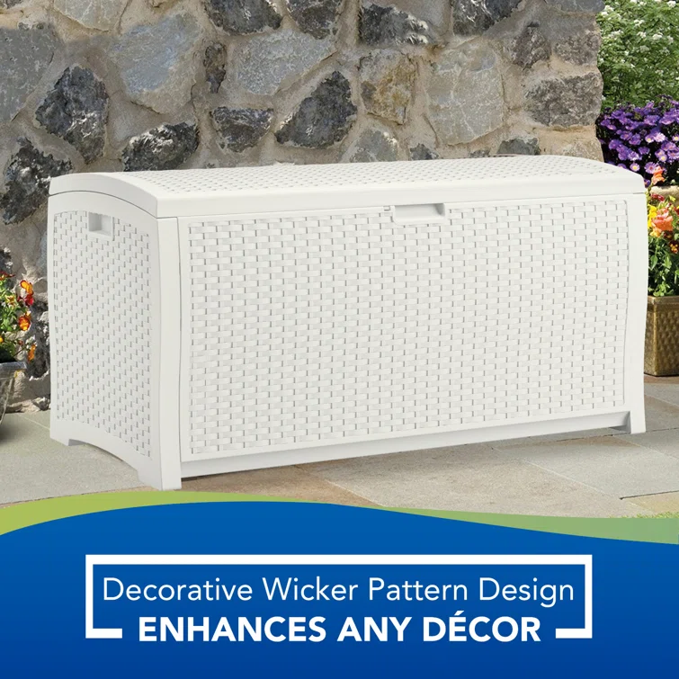 Suncast 50'' W 99 Gallons Water Resistant Resin Lockable Deck Box in White