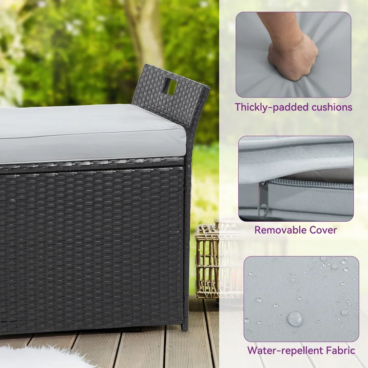 Friedbald 90 Gallon Outdoor Storage Bench with Cushion