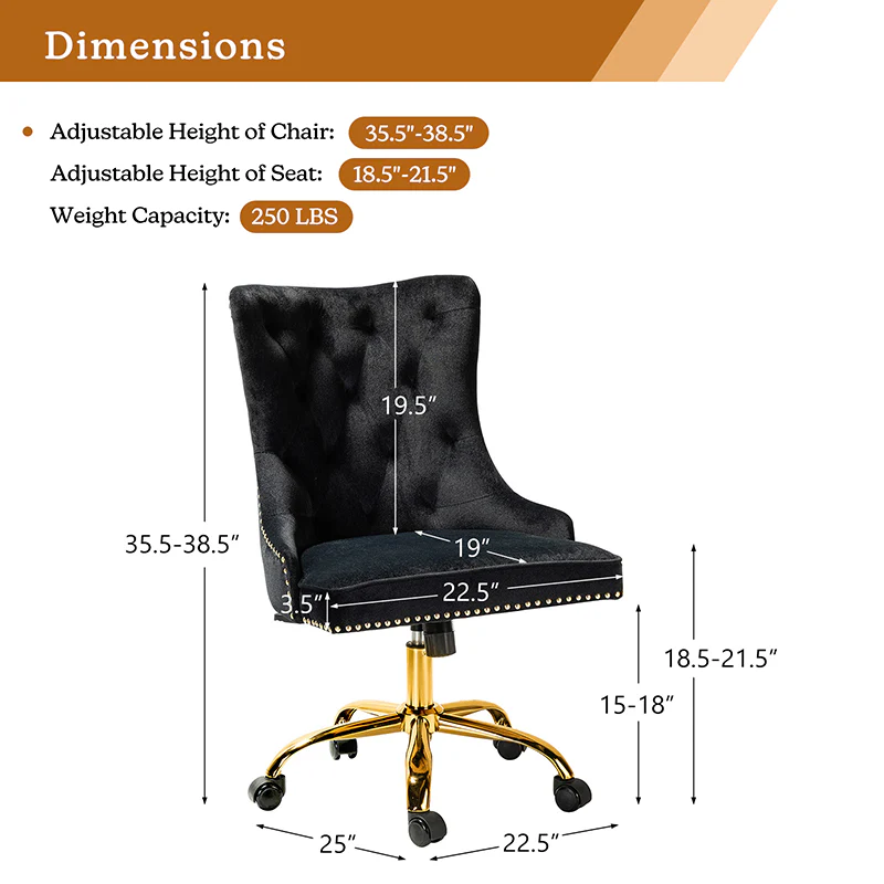 Adega Velvet Adjustable Office Chair