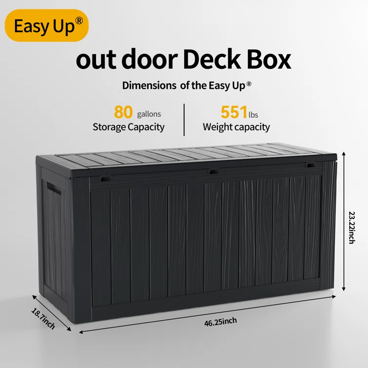 Emperic Design 46.3'' W 80 Gallons Water Resistant Resin Lockable Deck Box