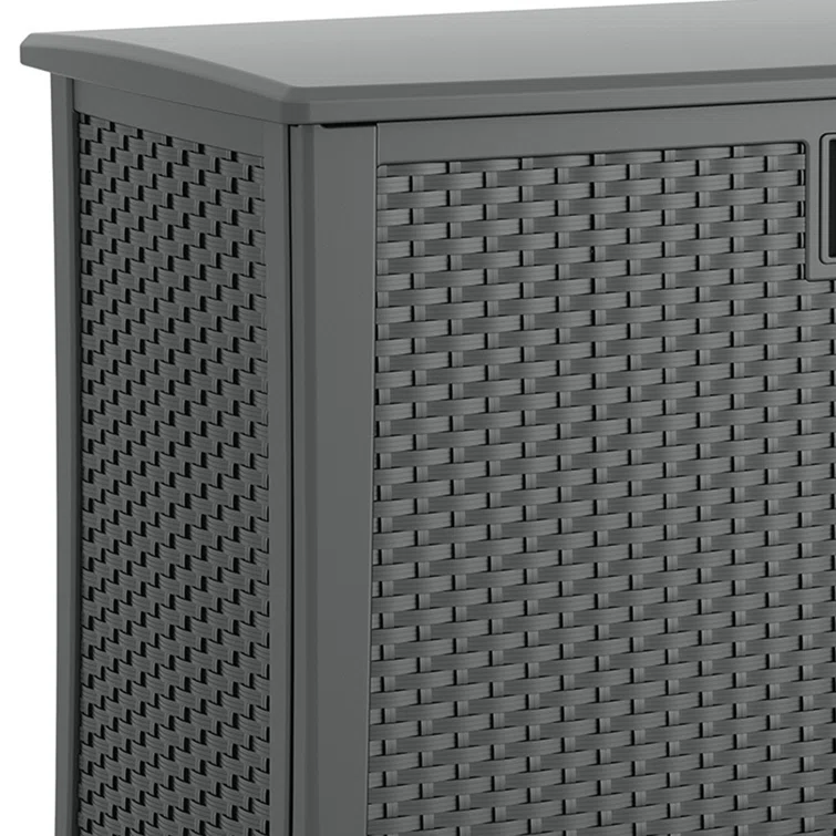Suncast 97 Gallon Resin Lockable Cabinet Deck Box in Gray
