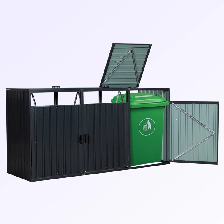 8 ft. W x 3 ft. D Metal Horizontal Garbage Shed