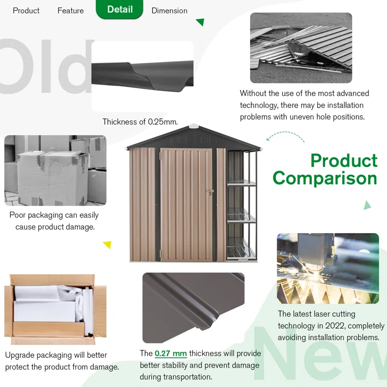 6 ft. W x 6 ft. D Metal Storage Shed