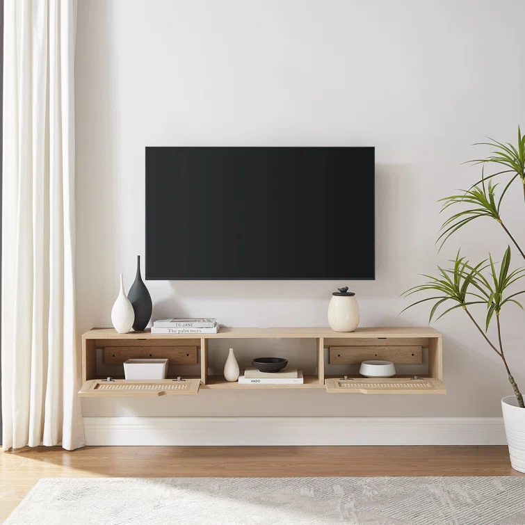 Petoskey Floating Wall Mounted TV Stand with 2-Dropdown Doors