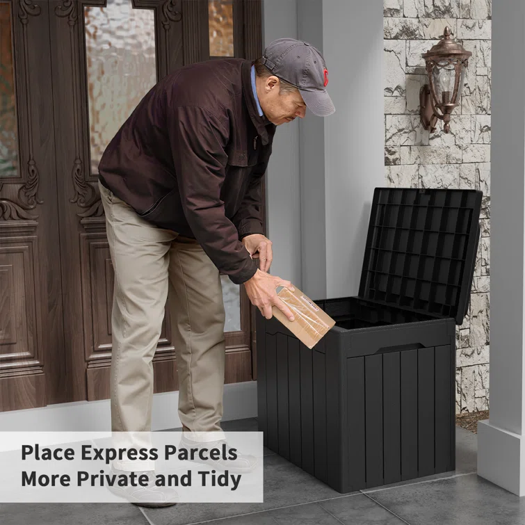 Devoko 32 Gallon Water Resistant Lockable Deck Box With Seat