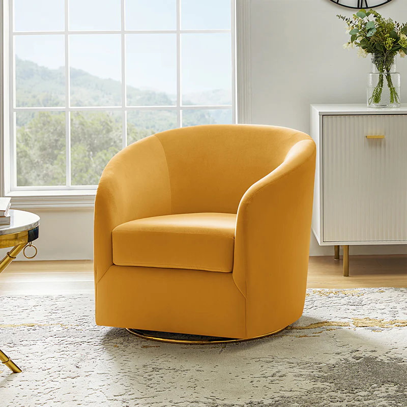 Emanuela Velvet Swivel Barrel Armchair