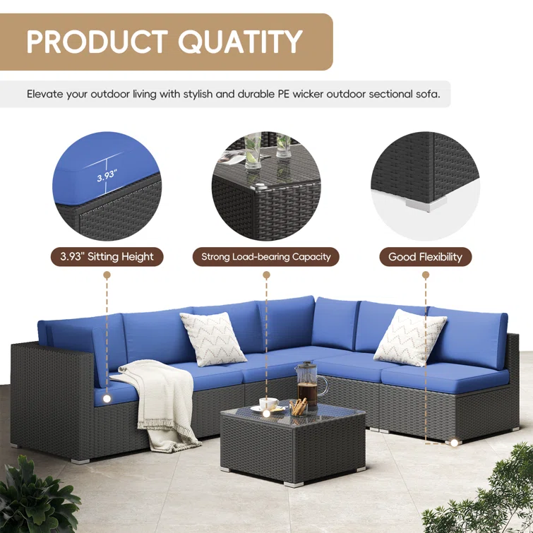 Laurentia 6 - Person Outdoor Seating Group with Cushions