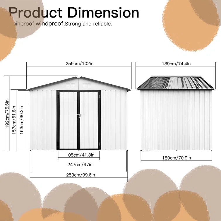 8 Ft X 6 Ft Outdoor Metal Storage Shed