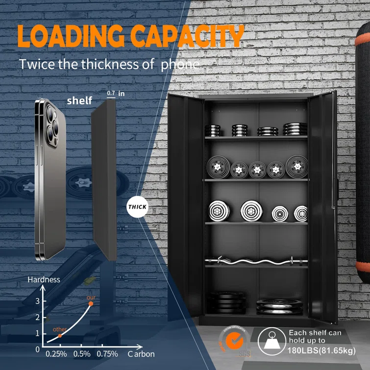 Metal Single Storage Cabinet ( 70.87'' H x 31.5'' W x 15.7'' D)