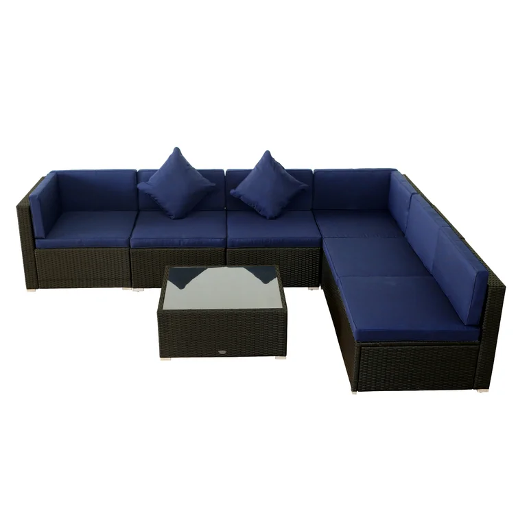 Merton 7-Piece Patio Furniture Sets Outdoor Rattan Conversation Sets