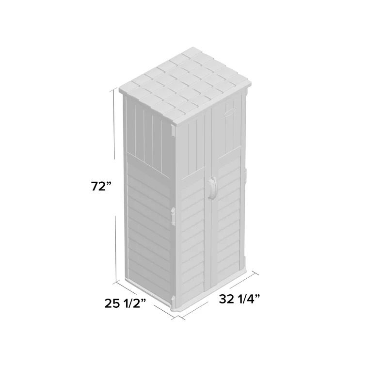 Suncast Outdoor Vanilla 32.25 in. W x 24.75 in. D x 72 in. H Resin Vertical Tool Shed