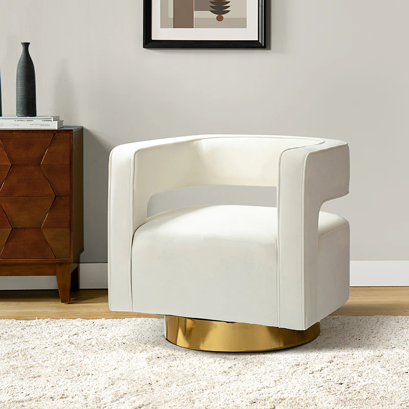 Agata Velvet Swivel Barrel Armchair