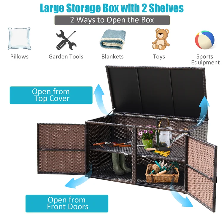 Costway 45'' W 88 Gallons Cabinet Deck Box in Mix Brown