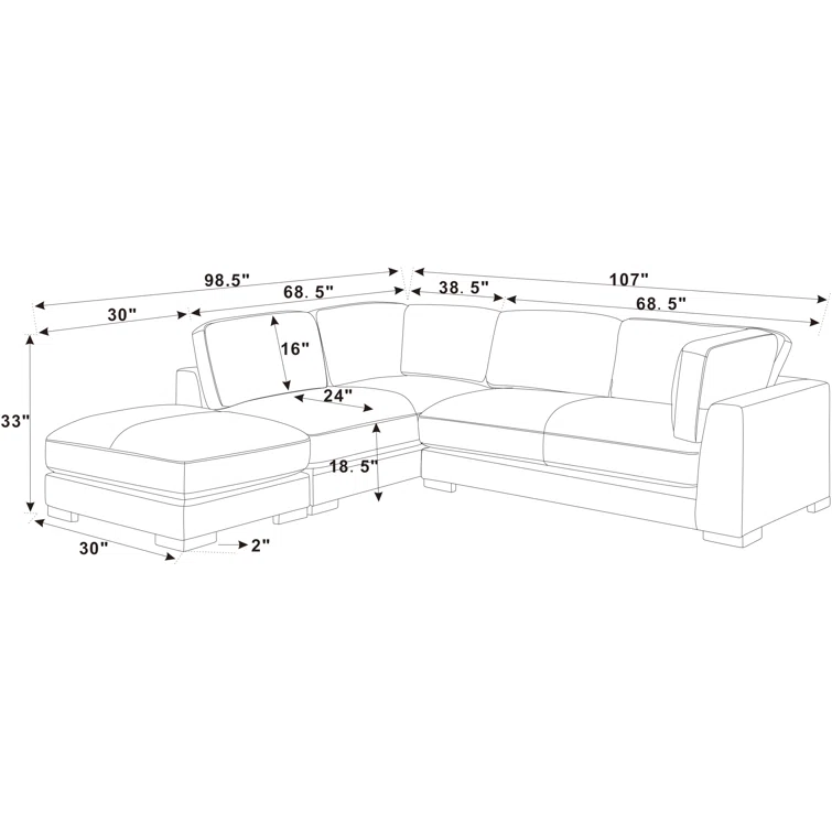 Beeston 3 - Piece Corduroy Sectional