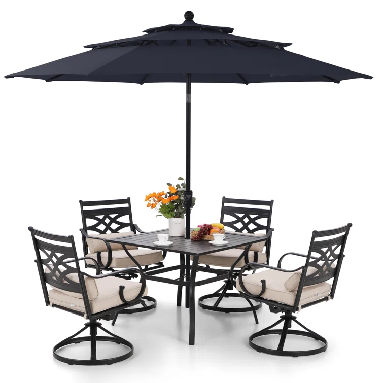 Alyah 4 - Person Outdoor Dining Set With Umbrella