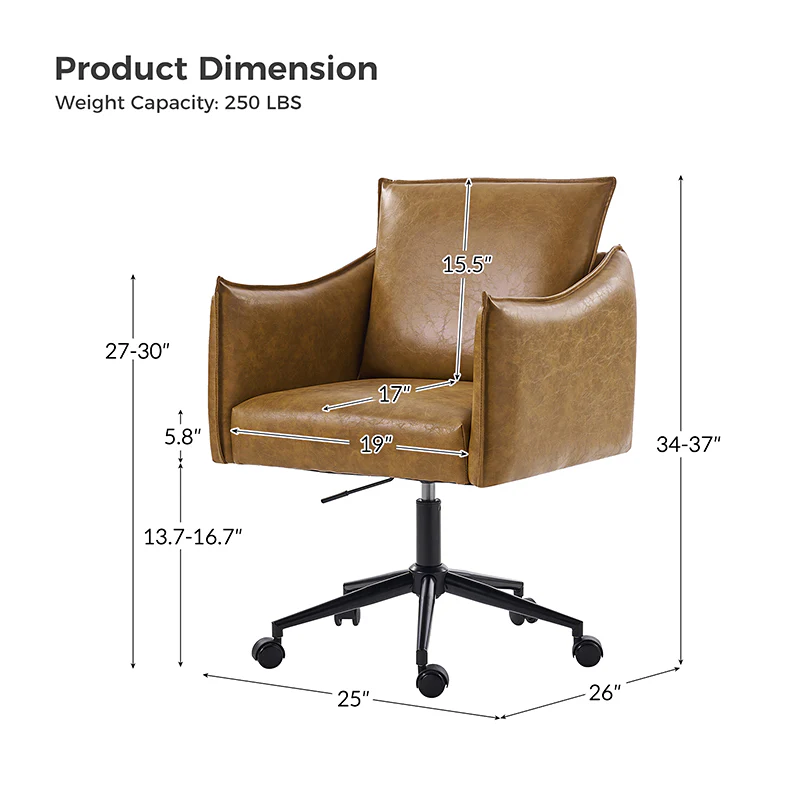 Fabius Mid-Century Modern Height-Adjustable Swivel Office Chair
