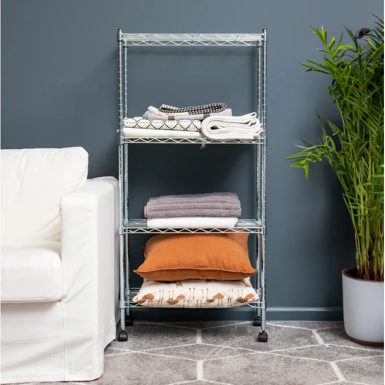 23.25'' W Metal Height -Adjustable Shelving Unit with Wheels