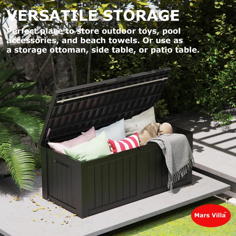 Water Resistant Outdoor Storage Deck Box in Black
