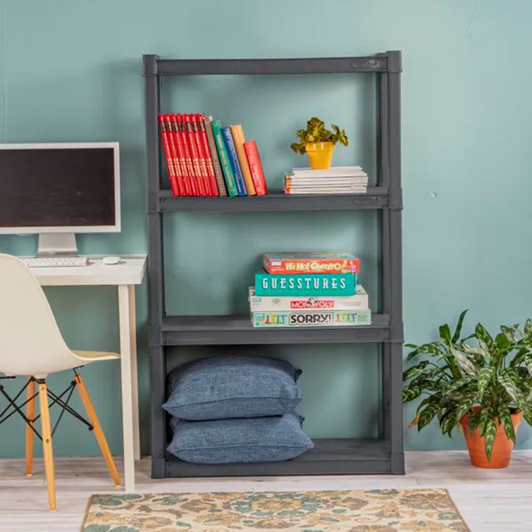 Sterilite 4 Shelf Unit Heavy Duty & Easy to Assemble Plastic Storage Unit