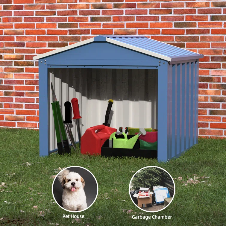 3 ft. W x 3 ft. D Galvanized Steel Garbage Shed, Used for Outdoor Small Tools Storage