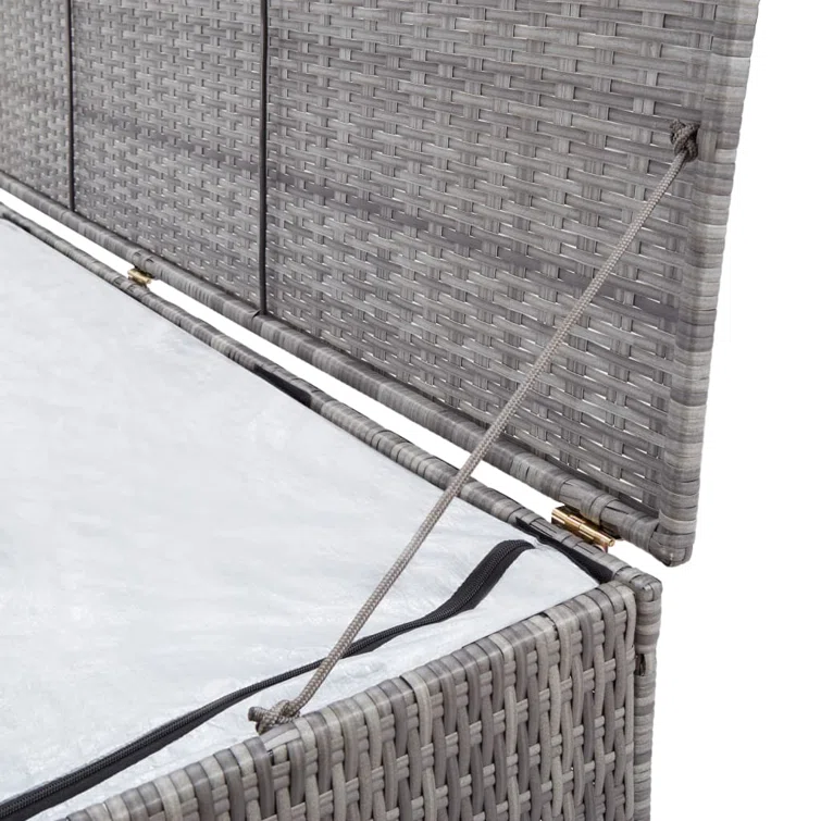 Patio Storage Box Gray 47.2" x 19.7" x 23.6" Poly Rattan