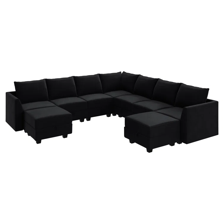Berenika U-shaped Modular Sectional Sofa Reversible Velvet Sectional Sofa Couch With Chaise