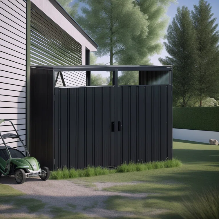 5 ft. W x 3 ft. D Metal Horizontal Garbage Shed
