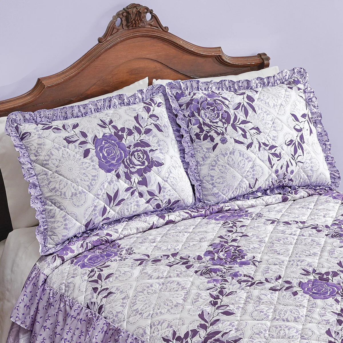 Lavender Floral Ruffle Pillow Sham