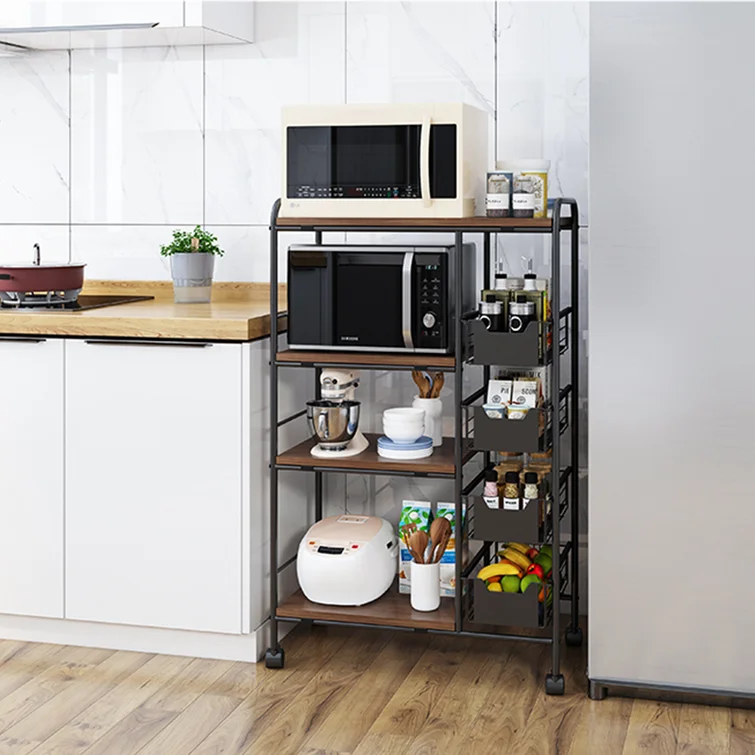 45" H X 28" W X 14" D Kitchen Freestanding Storage Rack with Wheel