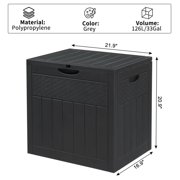 Winado 33 Gallons Water Resistant PVC Deck Box in Gray