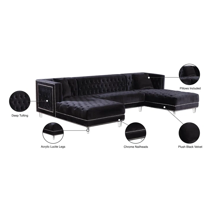 3 - Piece Velvet Sectional