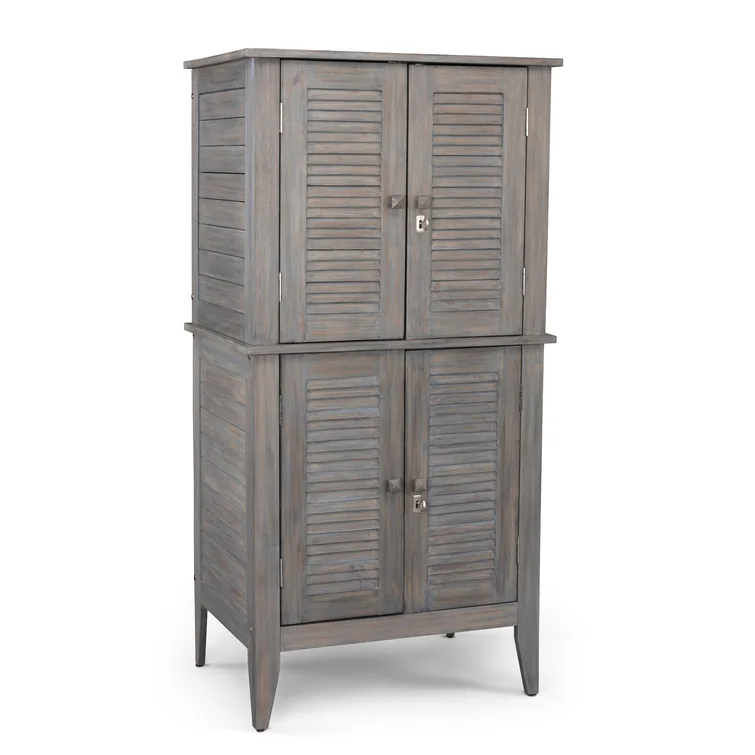 Beachcrest Home™ Anjenette 32'' W 195.05 Gallons Water Resistant Solid Wood Acacia Lockable Cabinet Deck Box