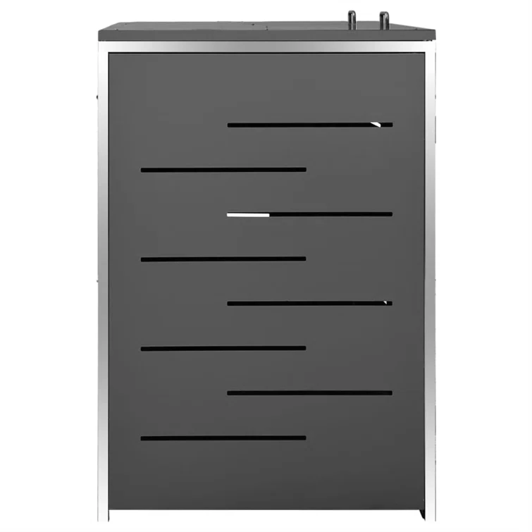 VidaXL Garbage Can Storage Wheelie Bin Trash Can Enclosure Stainless Steel