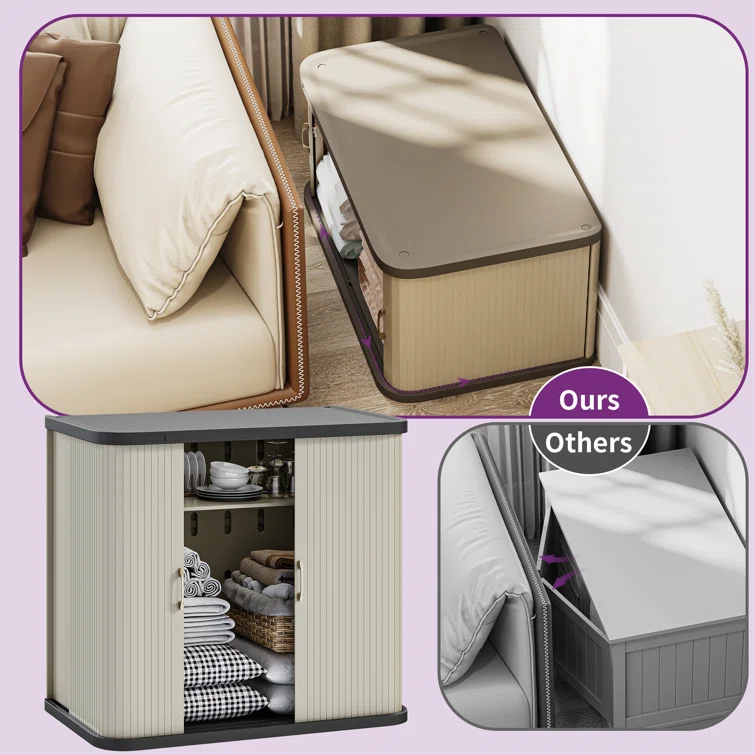 Balconera 35.4'' W 90 Gallons Water Resistant Resin Cabinet Deck Box in Beige