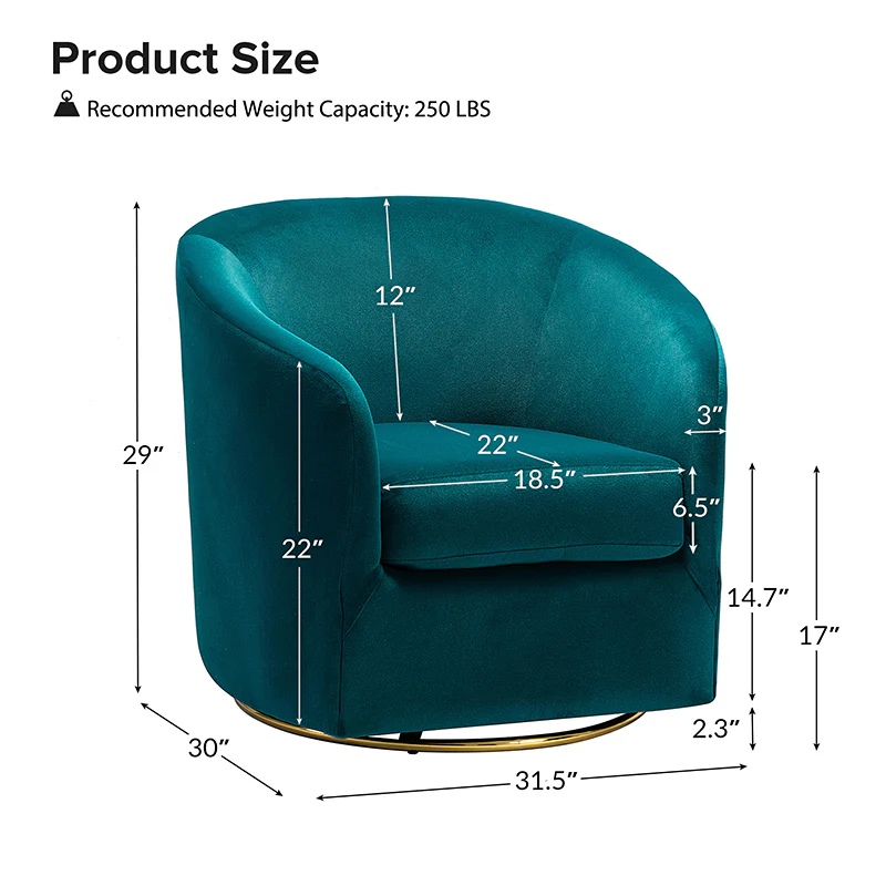 Emanuela Velvet Swivel Barrel Armchair