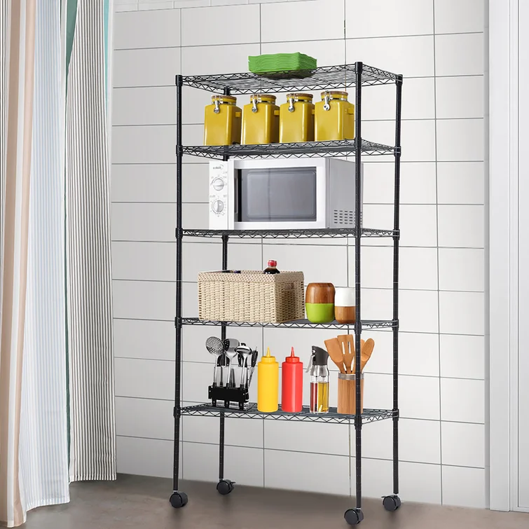 Konnor 30'' W Steel Height -Adjustable Shelving Unit with Wheels