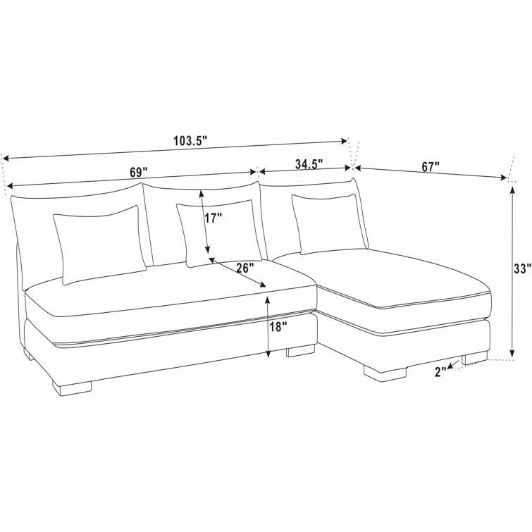 Aveion 2 - Piece Corduroy Sectional