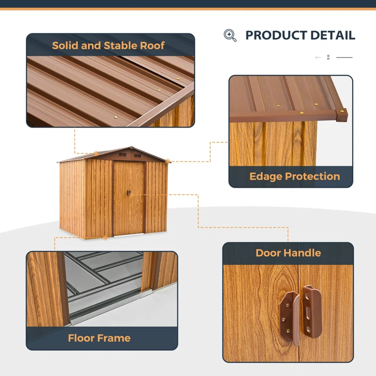 7 ft. 5 in. W x 5 ft. 5 in. D Metal Storage Shed