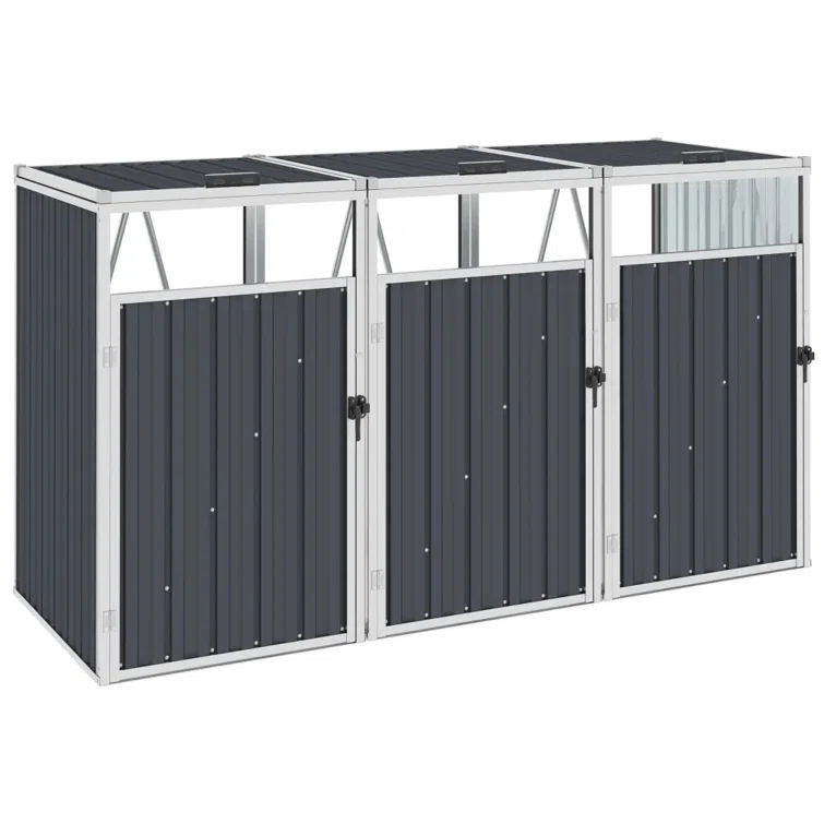 Vidaxl Triple Garbage Bin Shed Anthracite 83.9