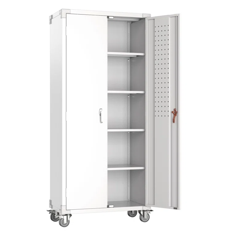 72" H x 31.5" W x 16.5" D Metal Storage Cabinet with Lockable Doors and Shelves