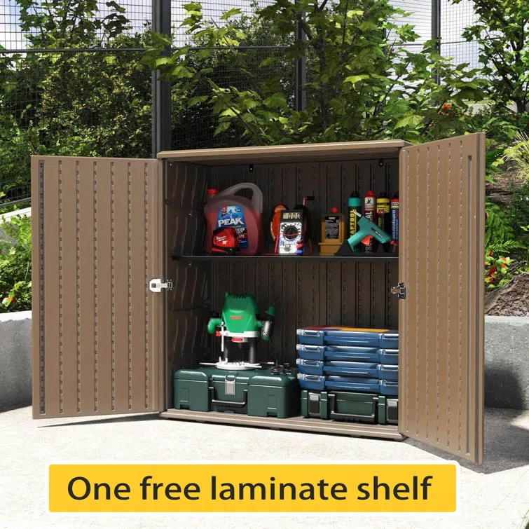 Arts Box Trading 14.96 W 60 Storage Cabinet with Doors and Shelves, 60 Gallon Indoor & Outdoor Deck Box