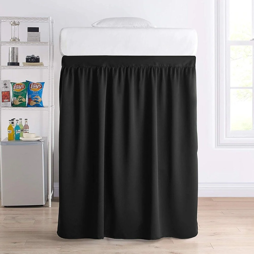 Luxury Plush Extended Dorm Sized Bed Skirt Panel with Ties (1 Panel) - For Raised or lofted beds