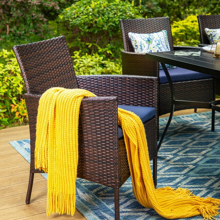 Alyah 7 Piece Bar Height Outdoor Patio Dining Set with Cushions