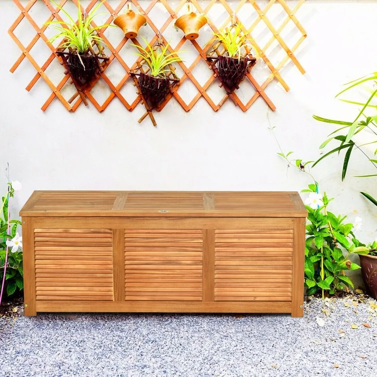Calorful 47.5'' W 47 Gallons Solid Wood Acacia Storage Bench in Nature