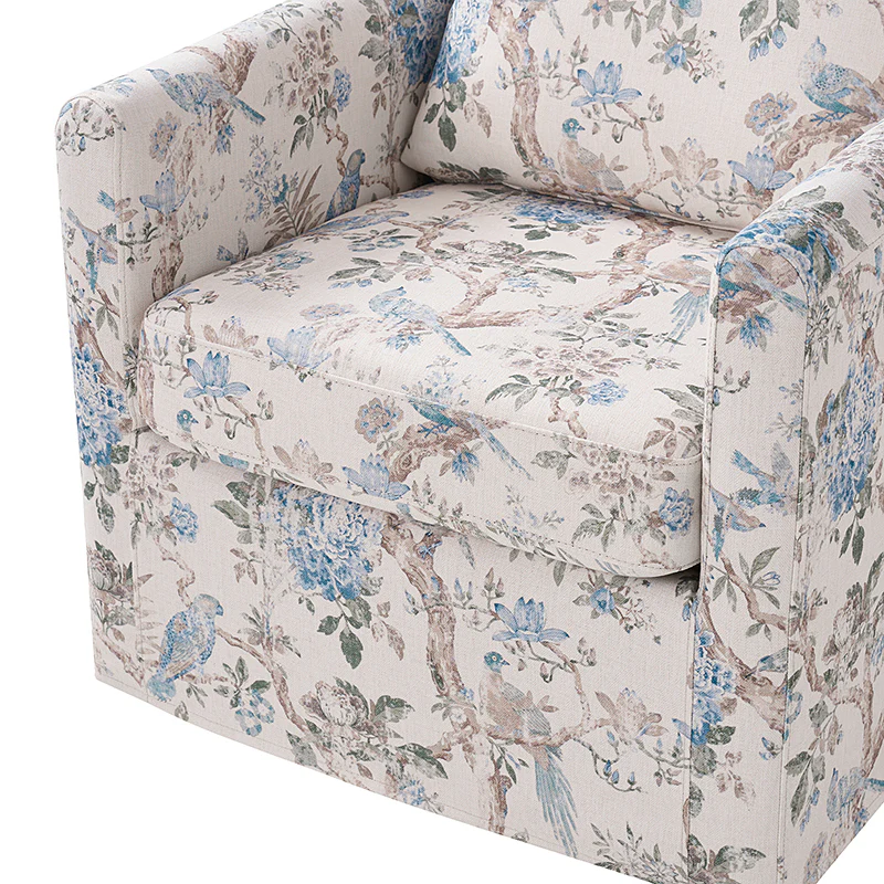 Claudius Upholstered Slipcovered Swivel Barrel Chair