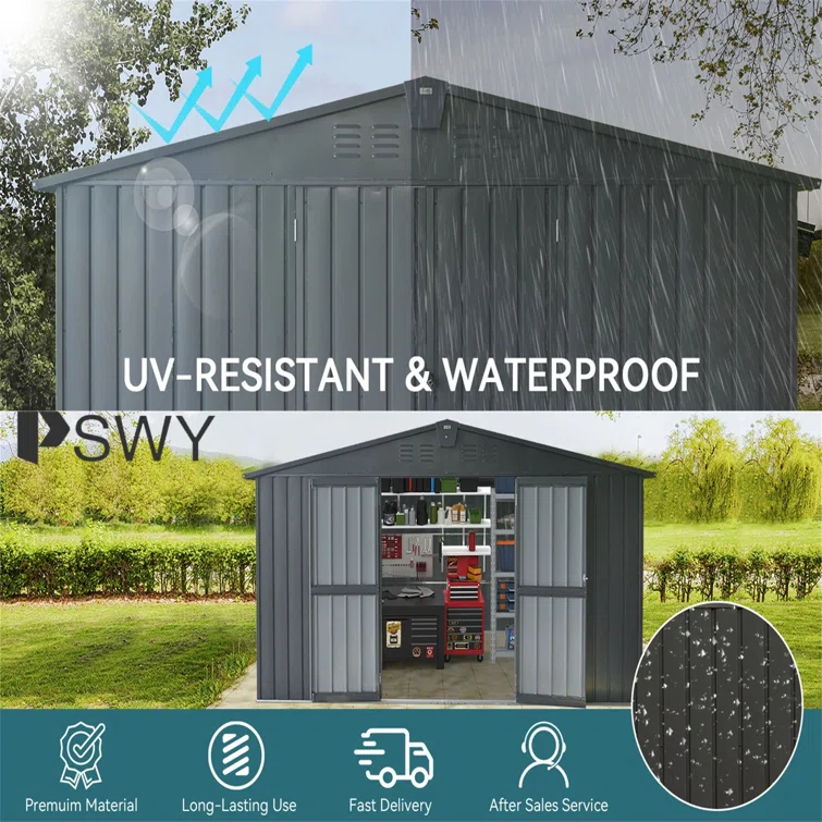 11 ft. W x 12 ft. 5 in. D Metal Storage Shed