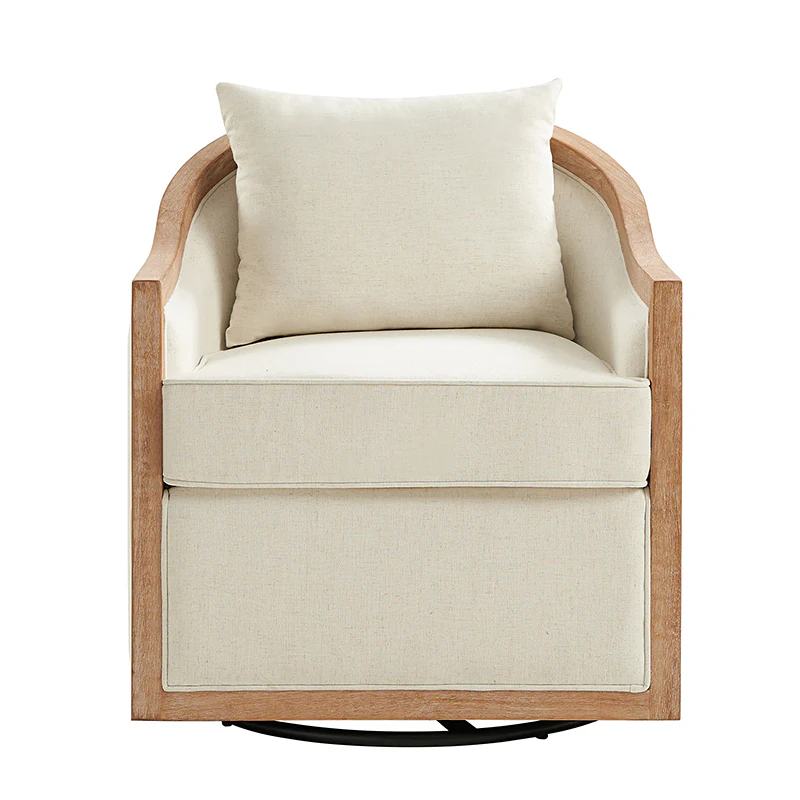 Percy Jess Farmhouse Swivel Chair with Toss Pillows